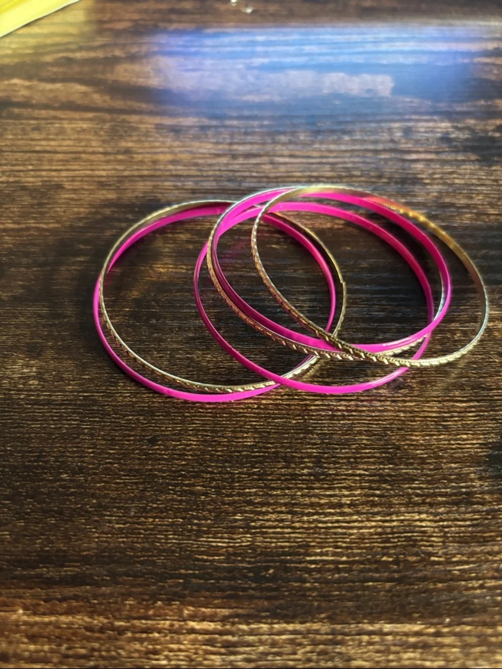 Pink and Gold 6 Women’s‎ Bangle Bracelet Set